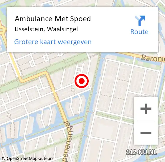 Locatie op kaart van de 112 melding: Ambulance Met Spoed Naar IJsselstein, Waalsingel op 18 september 2016 14:20