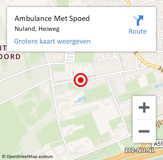 Locatie op kaart van de 112 melding: Ambulance Met Spoed Naar Nuland, Heiweg op 18 september 2016 14:35