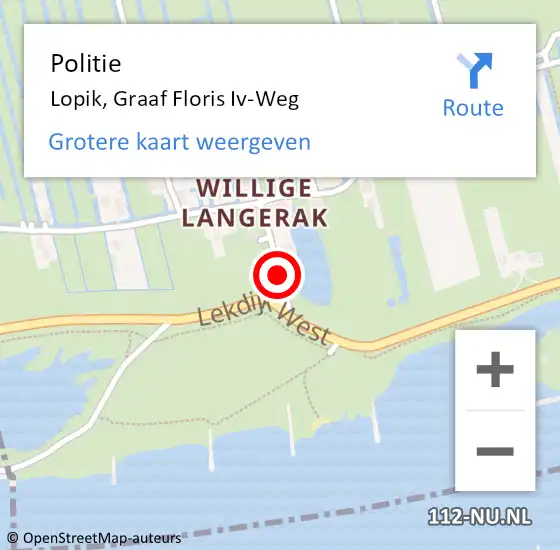 Locatie op kaart van de 112 melding: Politie Lopik, Graaf Floris Iv-Weg op 18 september 2016 14:37