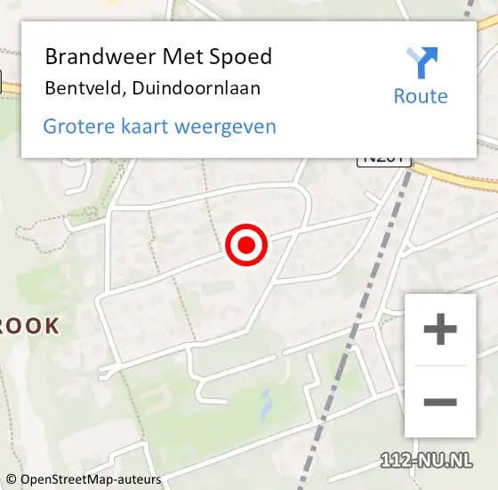 Locatie op kaart van de 112 melding: Brandweer Met Spoed Naar Bentveld, Duindoornlaan op 18 september 2016 14:51