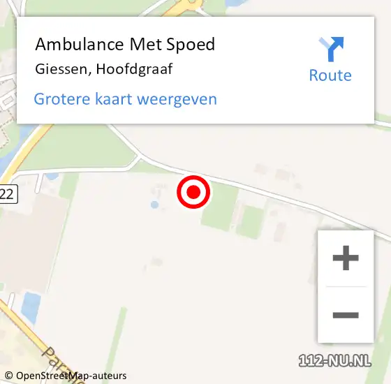 Locatie op kaart van de 112 melding: Ambulance Met Spoed Naar Giessen, Hoofdgraaf op 18 september 2016 14:53