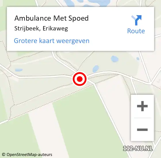 Locatie op kaart van de 112 melding: Ambulance Met Spoed Naar Strijbeek, Erikaweg op 18 september 2016 14:54