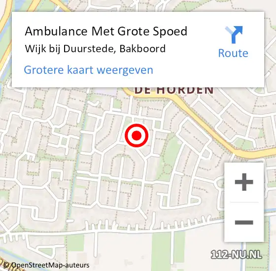 Locatie op kaart van de 112 melding: Ambulance Met Grote Spoed Naar Wijk bij Duurstede, Bakboord op 18 september 2016 14:59