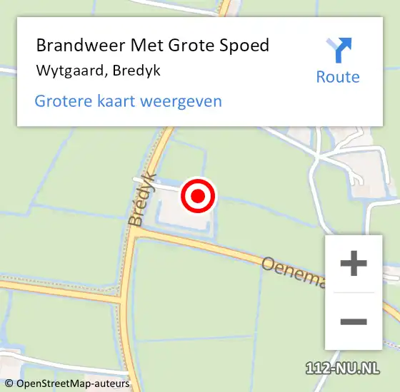 Locatie op kaart van de 112 melding: Brandweer Met Grote Spoed Naar Wytgaard, Bredyk op 27 december 2013 17:14