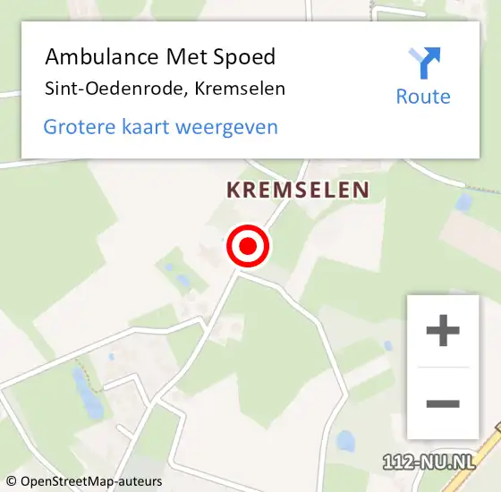 Locatie op kaart van de 112 melding: Ambulance Met Spoed Naar Sint-Oedenrode, Kremselen op 18 september 2016 16:37