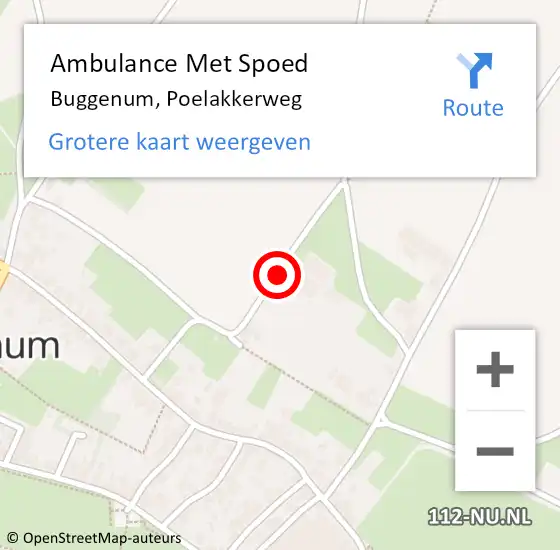 Locatie op kaart van de 112 melding: Ambulance Met Spoed Naar Buggenum, Poelakkerweg op 18 september 2016 16:54