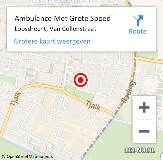 Locatie op kaart van de 112 melding: Ambulance Met Grote Spoed Naar Loosdrecht, Van Collenstraat op 18 september 2016 17:02