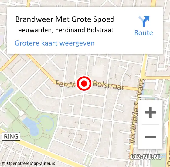 Locatie op kaart van de 112 melding: Brandweer Met Grote Spoed Naar Leeuwarden, Ferdinand Bolstraat op 18 september 2016 17:09