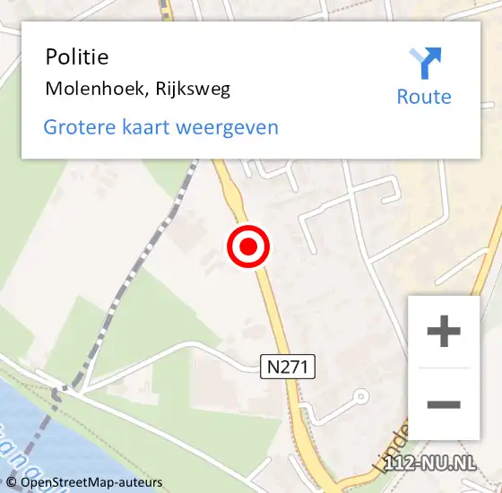 Locatie op kaart van de 112 melding: Politie Molenhoek, Rijksweg op 18 september 2016 17:10