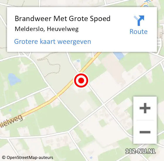 Locatie op kaart van de 112 melding: Brandweer Met Grote Spoed Naar Melderslo, Heuvelweg op 18 september 2016 18:05