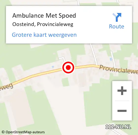 Locatie op kaart van de 112 melding: Ambulance Met Spoed Naar Oosteind, Provincialeweg op 18 september 2016 18:31