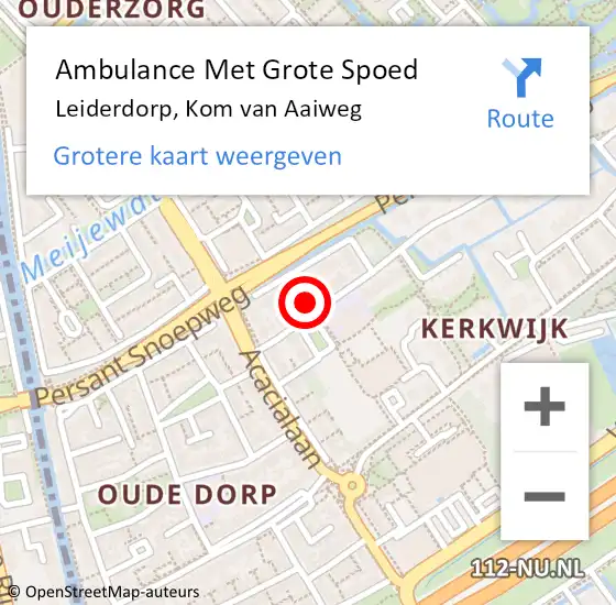 Locatie op kaart van de 112 melding: Ambulance Met Grote Spoed Naar Leiderdorp, Kom van Aaiweg op 18 september 2016 19:26