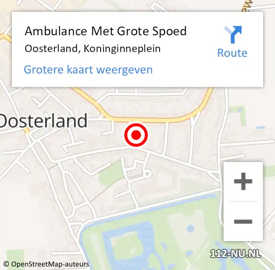 Locatie op kaart van de 112 melding: Ambulance Met Grote Spoed Naar Oosterland, Koninginneplein op 18 september 2016 19:55