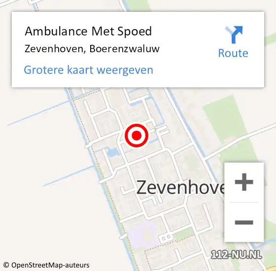 Locatie op kaart van de 112 melding: Ambulance Met Spoed Naar Zevenhoven, Boerenzwaluw op 18 september 2016 20:00