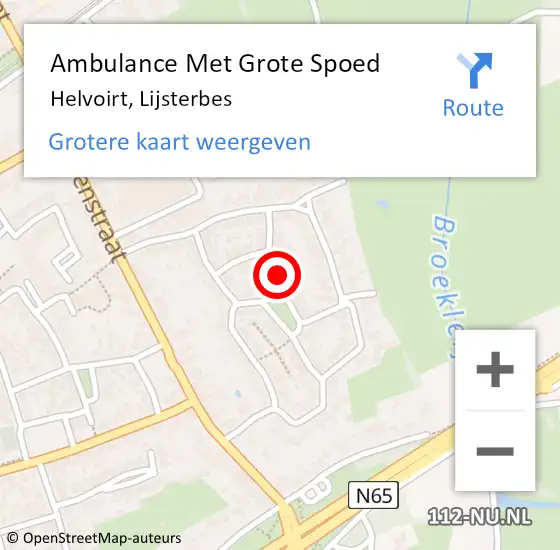 Locatie op kaart van de 112 melding: Ambulance Met Grote Spoed Naar Helvoirt, Lijsterbes op 18 september 2016 23:12