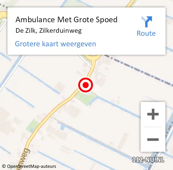 Locatie op kaart van de 112 melding: Ambulance Met Grote Spoed Naar De Zilk, Zilkerduinweg op 18 september 2016 23:16