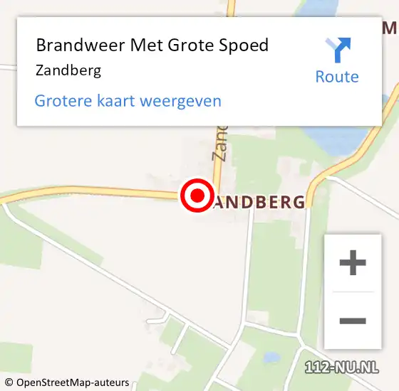 Locatie op kaart van de 112 melding: Brandweer Met Grote Spoed Naar Zandberg op 18 september 2016 23:33