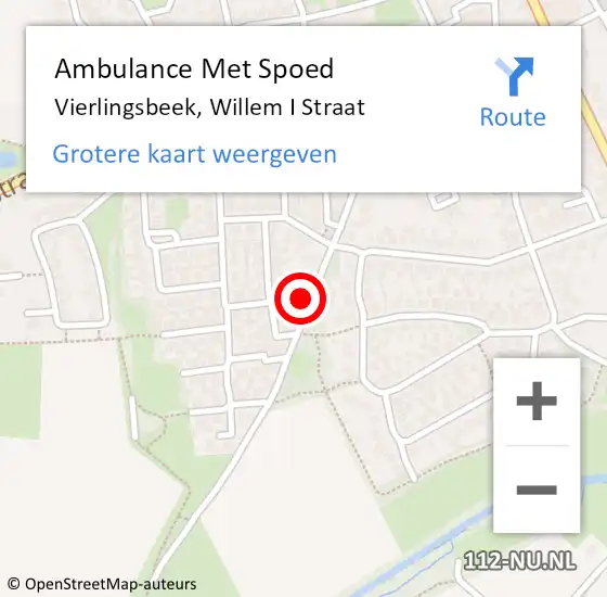 Locatie op kaart van de 112 melding: Ambulance Met Spoed Naar Vierlingsbeek, Willem I Straat op 18 september 2016 23:39