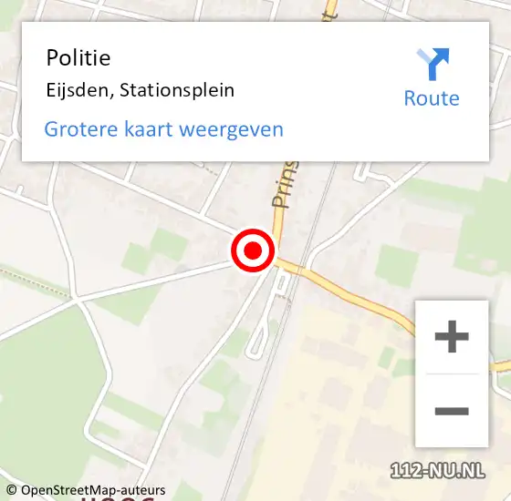 Locatie op kaart van de 112 melding: Politie Eijsden, Stationsplein op 19 september 2016 03:05