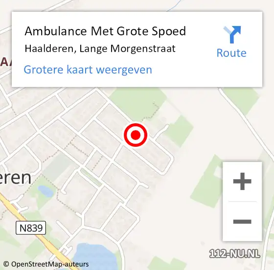 Locatie op kaart van de 112 melding: Ambulance Met Grote Spoed Naar Haalderen, Lange Morgenstraat op 19 september 2016 03:42