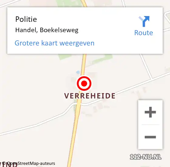 Locatie op kaart van de 112 melding: Politie Handel, Boekelseweg op 19 september 2016 05:48