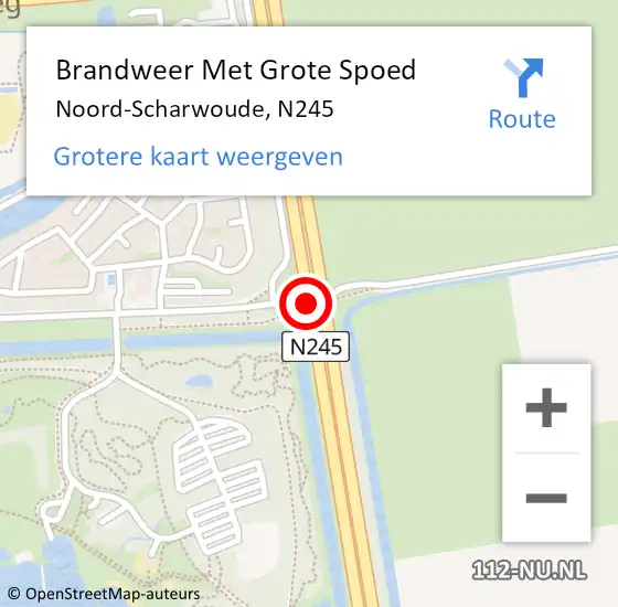 Locatie op kaart van de 112 melding: Brandweer Met Grote Spoed Naar Noord-Scharwoude, N245 op 19 september 2016 06:55