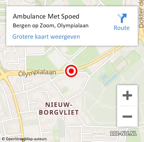Locatie op kaart van de 112 melding: Ambulance Met Spoed Naar Bergen op Zoom, Olympialaan op 19 september 2016 07:33