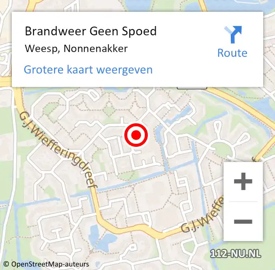 Locatie op kaart van de 112 melding: Brandweer Geen Spoed Naar Weesp, Nonnenakker op 27 december 2013 18:12