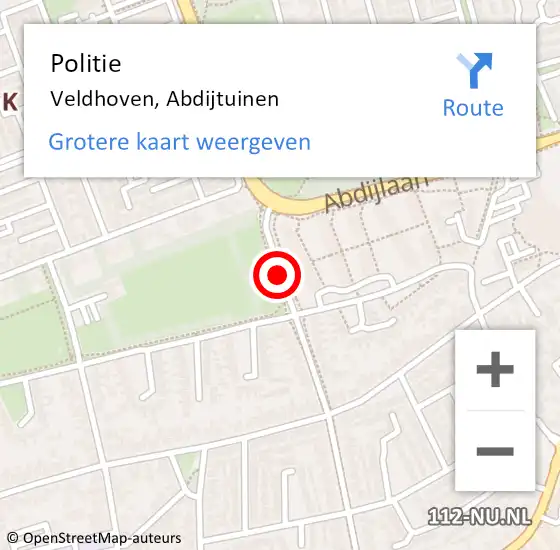 Locatie op kaart van de 112 melding: Politie Veldhoven, Abdijtuinen op 19 september 2016 08:15