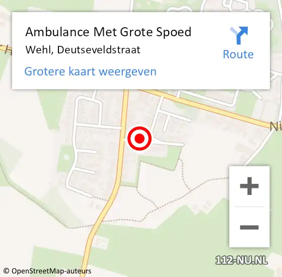 Locatie op kaart van de 112 melding: Ambulance Met Grote Spoed Naar Wehl, Deutseveldstraat op 19 september 2016 08:22