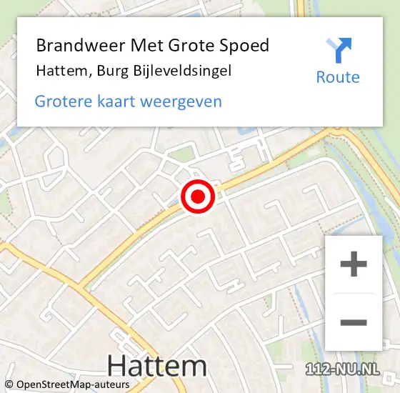 Locatie op kaart van de 112 melding: Brandweer Met Grote Spoed Naar Hattem, Burg Bijleveldsingel op 19 september 2016 08:31