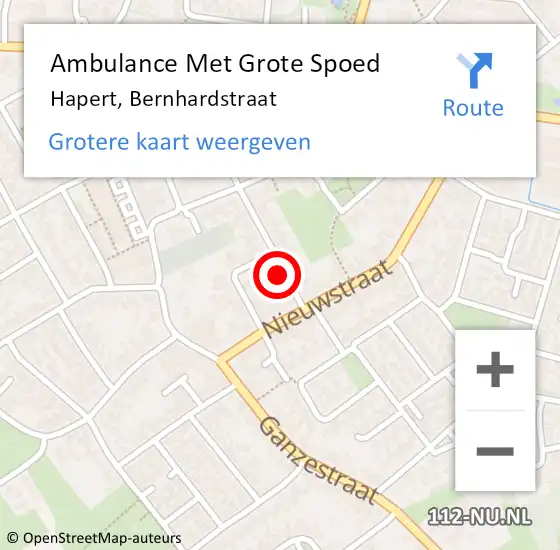 Locatie op kaart van de 112 melding: Ambulance Met Grote Spoed Naar Hapert, Bernhardstraat op 19 september 2016 09:04