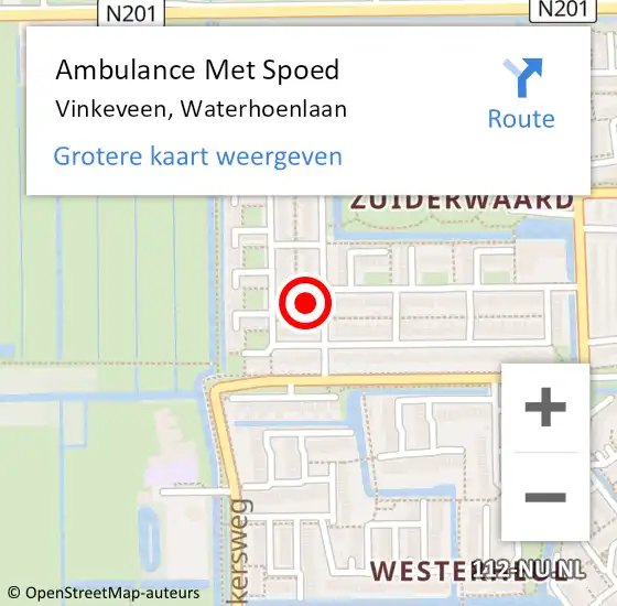 Locatie op kaart van de 112 melding: Ambulance Met Spoed Naar Vinkeveen, Waterhoenlaan op 19 september 2016 09:19