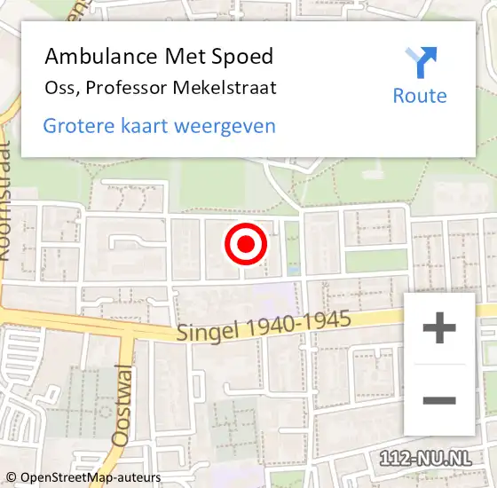 Locatie op kaart van de 112 melding: Ambulance Met Spoed Naar Oss, Professor Mekelstraat op 19 september 2016 09:28