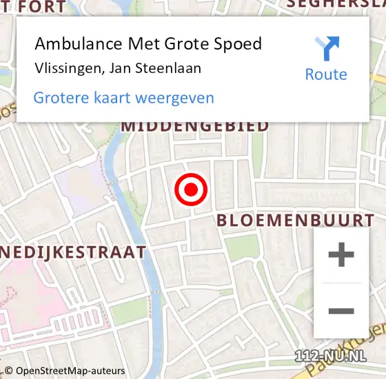 Locatie op kaart van de 112 melding: Ambulance Met Grote Spoed Naar Vlissingen, Jan Steenlaan op 19 september 2016 09:53