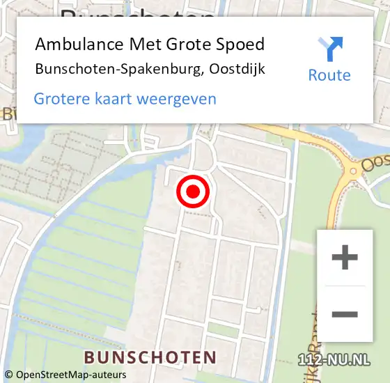 Locatie op kaart van de 112 melding: Ambulance Met Grote Spoed Naar Bunschoten-Spakenburg, Oostdijk op 19 september 2016 10:51