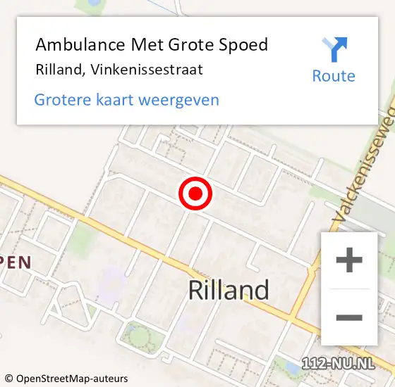 Locatie op kaart van de 112 melding: Ambulance Met Grote Spoed Naar Rilland, Vinkenissestraat op 19 september 2016 10:57