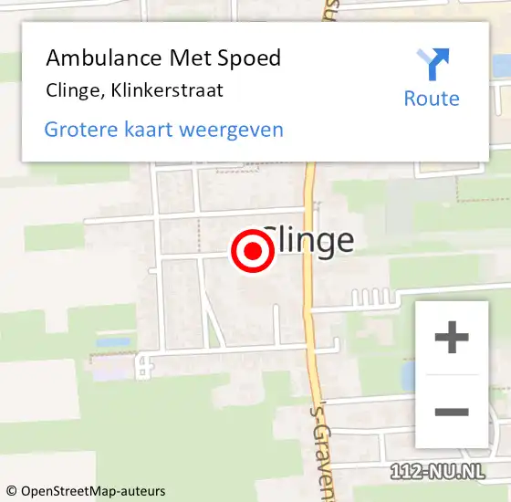 Locatie op kaart van de 112 melding: Ambulance Met Spoed Naar Clinge, Klinkerstraat op 19 september 2016 11:02