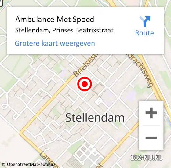 Locatie op kaart van de 112 melding: Ambulance Met Spoed Naar Stellendam, Prinses Beatrixstraat op 19 september 2016 11:24