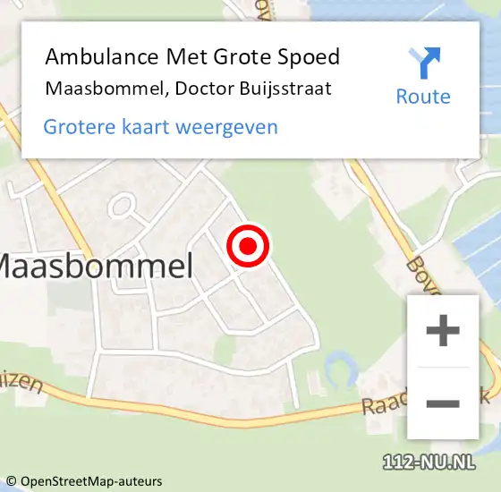 Locatie op kaart van de 112 melding: Ambulance Met Grote Spoed Naar Maasbommel, Doctor Buijsstraat op 19 september 2016 11:57