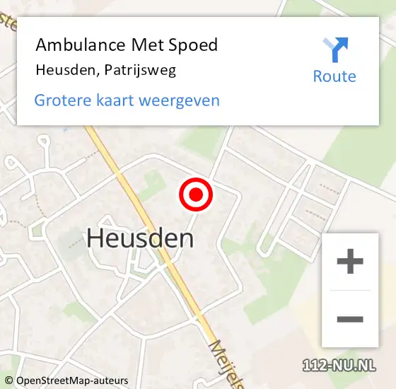 Locatie op kaart van de 112 melding: Ambulance Met Spoed Naar Heusden, Patrijsweg op 19 september 2016 11:58