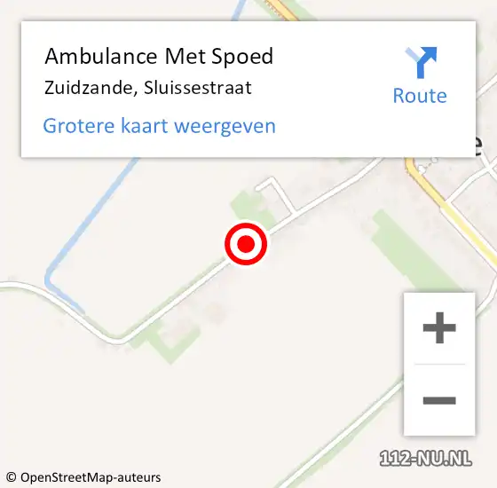 Locatie op kaart van de 112 melding: Ambulance Met Spoed Naar Zuidzande, Sluissestraat op 19 september 2016 12:05