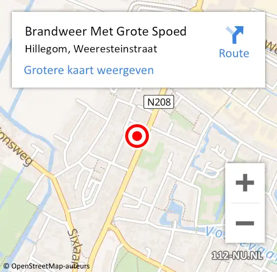 Locatie op kaart van de 112 melding: Brandweer Met Grote Spoed Naar Hillegom, Weeresteinstraat op 19 september 2016 12:45