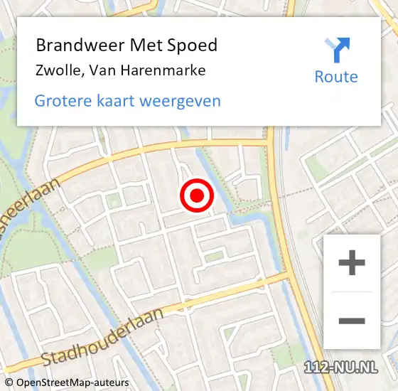 Locatie op kaart van de 112 melding: Brandweer Met Spoed Naar Zwolle, Van Harenmarke op 19 september 2016 13:09