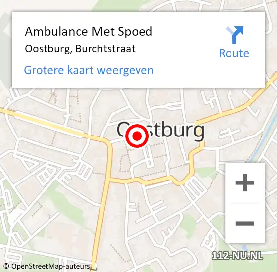 Locatie op kaart van de 112 melding: Ambulance Met Spoed Naar Oostburg, Burchtstraat op 19 september 2016 14:03