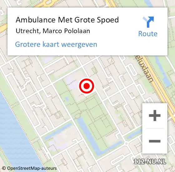 Locatie op kaart van de 112 melding: Ambulance Met Grote Spoed Naar Utrecht, Marco Pololaan op 19 september 2016 14:12