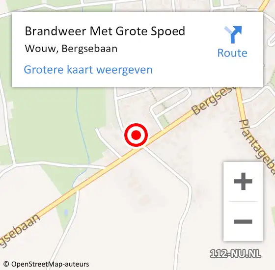 Locatie op kaart van de 112 melding: Brandweer Met Grote Spoed Naar Wouw, Bergsebaan op 19 september 2016 15:14