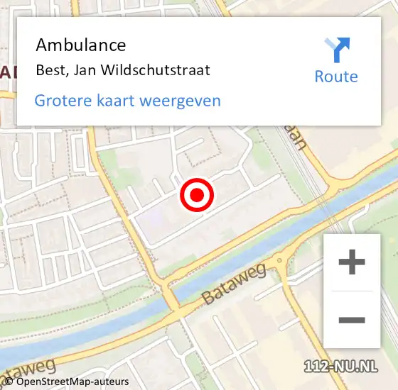 Locatie op kaart van de 112 melding: Ambulance Best, Jan Wildschutstraat op 19 september 2016 16:00