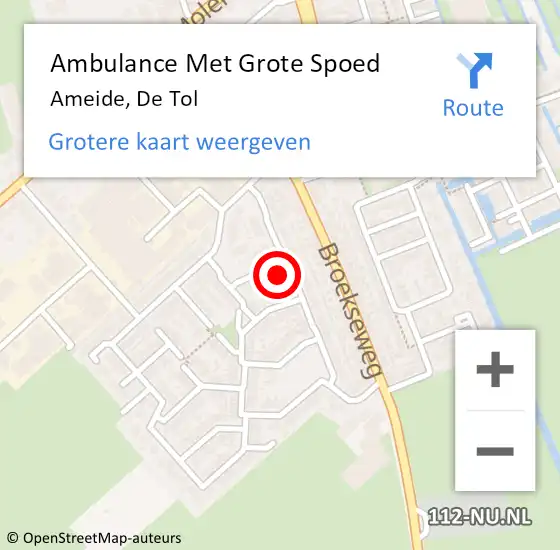 Locatie op kaart van de 112 melding: Ambulance Met Grote Spoed Naar Ameide, De Tol op 19 september 2016 16:08