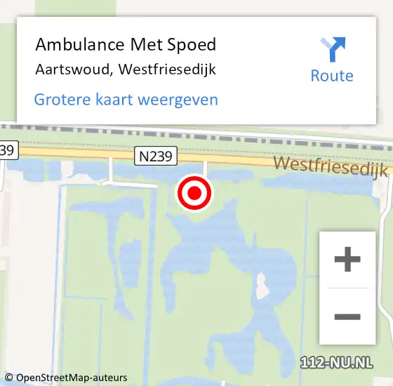 Locatie op kaart van de 112 melding: Ambulance Met Spoed Naar Aartswoud, Westfriesedijk op 19 september 2016 16:20